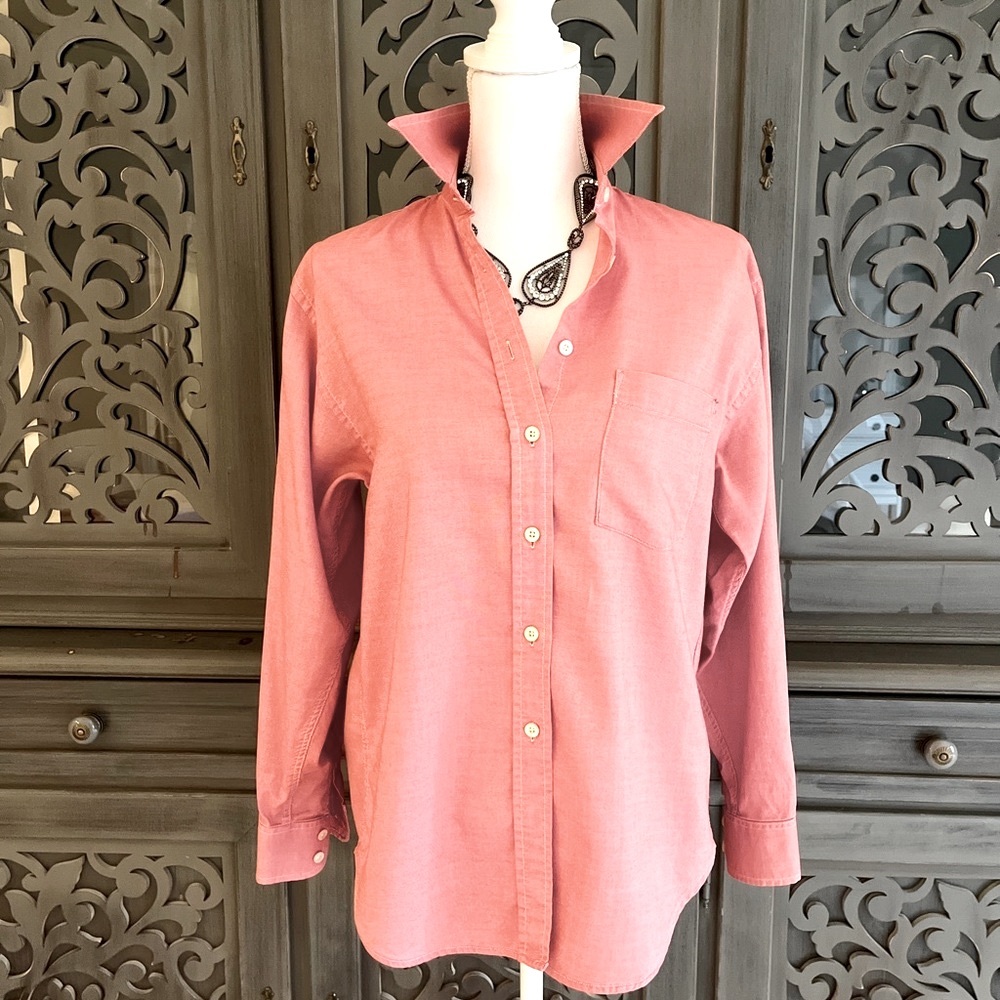 Aquascutum salmon pink oxford cloth button down shirt S